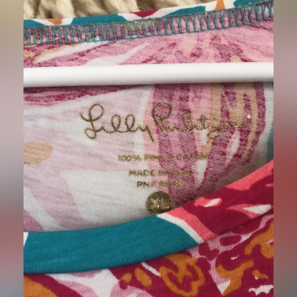 Lilly Pulitzer Marlowe Pima Cotton Shirt Dress 3/4 Sleeves Size XL Floral - Picture 3 of 4